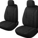 CAROMOP Car Seat Covers Front Set, Washable and Breathable Premium Cloth Seat Covers for Cars, Universal Fit for Most Car Interior Covers-Sedan Truck SUV(Black)