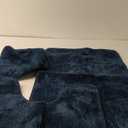 3 Piece Solid Bathroom Rug Set Includes Bath Rug, Contour Mat, and Toilet Lid Cover (Navy Blue)