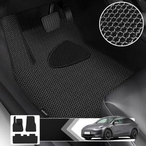 Mibao Floor Mats for Tesla Model Y Floor Mats, All-Weather Car Mats, Anti-Slip Waterproof Automotive Floor Mats, Car Carpet Floor Liner Accseeories Odorless for Tesla 5-Seater, Full Set 3-Piece, Black (PVC)