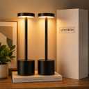 Cordless Table Lamp 2 Pack, Rechargeable LED Table Lamps with Touch Dimming, Battery Operated Portable Lamps for Bedroom, Nightstand, Restaurant, Patio & Home Dcor, Black Metal