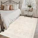 6x9 Area Rugs for Living Room: Vintage Boho Neutral Washable Rug Indoor Soft Large Area Rug Carpet for Bedroom Nursery Farmhouse Dining Room Office Floor Non-Slip Low Pile Under Table Rug Beige
