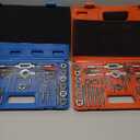 80-Piece Premium SAE and Metric Tap and Die Set - SAE Inch Size #4 to 1/2 and Metric Size M3 to M12, with Coarse, Fine and Pipe Threads | Essential Threading Kit with Complete Handles and Accessories