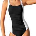 TyeSmo Girls Swimsuit Size 10 Swimsuits for Girls 8-10 Swimsuit One Piece Solid Color Bathing Suits Size 8-10 Adjustable Straps Padded Swimwear