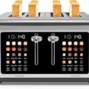 4 Slice Toaster Touch Screen, Stainless Steel Toasters Digital Timer, Dual Control Panel Toasters, 8 Shade Settings 6 Bread Types for Bagel, Cancel, Defrost 1650W