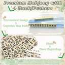American Mahjong Tiles Set with Noise Reducing Mat, 166 Mahjong Game with Portable Storage Bags, 4 All-in-One Color Rack/Pushers, Scoring, Plastic Coins Dices for Adults & Beginners, 1.2 inches