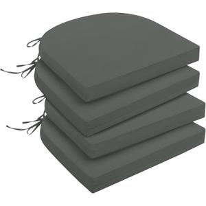 downluxe Outdoor Chair Cushions Set of 4 for Patio Furniture, Water-Resistant Patio Chair Cushions with Ties, High Density Foam Outdoor Seat Cushion, 17" X 16" X 2", Dark Grey