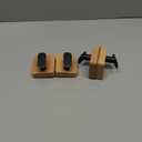 DELITON Towel Hooks Wall Mounted - Adhesive Bathroom Coat Hooks for Hanging Robes Clothes Light Brown, Black Solid Wood Beech Wall Hook 4 Packs