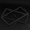 License Plate Frame, Metal Thin Stainless Steel with 2 Holes Screw Cap, 2 Pack ((Top-Purchased) Matte Black)