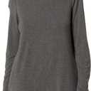 Amazon Essentials Women's Jersey Long-Sleeve Mock Neck Swing Tunic (Small, Charcoal Heather)