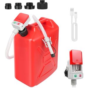 Fuel Transfer Pump with Auto-Stop Sensor Leak Protection (3.2 GPM), USB Type - C Portable Transfer Pump, 70 Long Hose & Advanced Adapter Fits Most Size Gas Cans for Gasoline Diesel Fuel Liquid