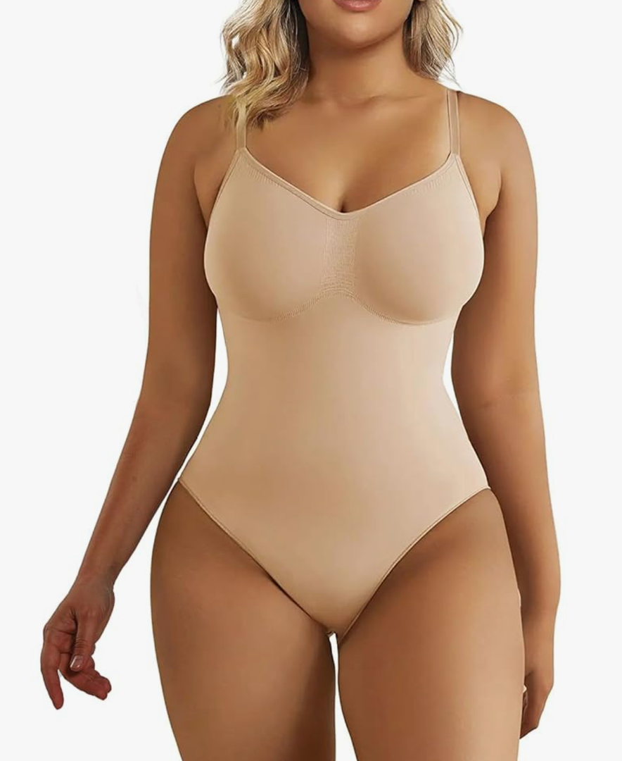 SHAPERX Women's Shapewear Bodysuit Tummy Control Body Shaper Seamless Sculpting Snatched Waist Body Suit, L/XL