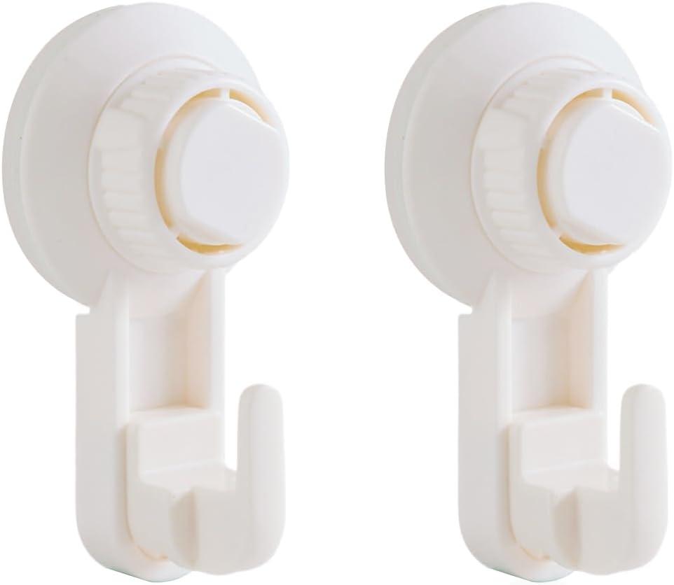 Suction Cup Hooks for Shower, Windows, Glass, Mirror, Tile, No Drill Shower Suction Hooks for Hanging Towels,Robes,Loofah, Removable and Reusable, 2 Pack