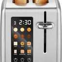Elite Gourmet 2-Slice Toaster with Digital Countdown, Extra-Wide Slots for Bagels & Thick Bread, One-Touch Presets, Stainless Steel, Defrost/Reheat/Cancel (Gloss Black)