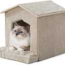 Cat Beds for Indoor Cats,Cat Houses,Cat Cave with Orthopedic Cushion,Foldable Cat Condos,Hideaway,Shelter,Beige Cat Tent for Small Dogs and Rabbit, Squirrel