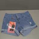 YMI Womens Junior Wannabettabutt 3-Button Mid-Rise Cuffed Hem Lightly Distressed Stretchy Denim Jean Shorts, 7 