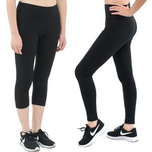 SATINA High Waisted Leggings for Women - Comfortable and Stretchy in Versatile Sizes and Colors - Workout Yoga Leggings Set (One Size Plus, Black & Black)