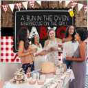 MEHOFOND 7x5ft BBQ Theme Party Backdrop Rustic Wooden Board White and Red Lattice Background Barbecue Baby Shower Party Banner Decor Photography Booth Props