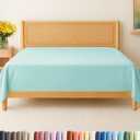 Queen Size Flat Sheet - Hotel Quality Top Flat Bed Sheet Only - Ultra-Soft, Breathable & Cooling - Fade & Wrinkle Free - Easy-Care, Stain & Shrink Resistant Bedding - Easy-Fit & Oeko-Tex - Spa Blue