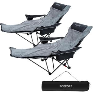 2-Pack Reclining Camping Chair 4 Position with Foot Rest Comfortable for Adults 265Ibs Folding Lounger Mesh Beach Chair with Cooler Bag,Cotton Cushion and Cup Holder for Outdoor Patio, 2-pack With Cotton Pad