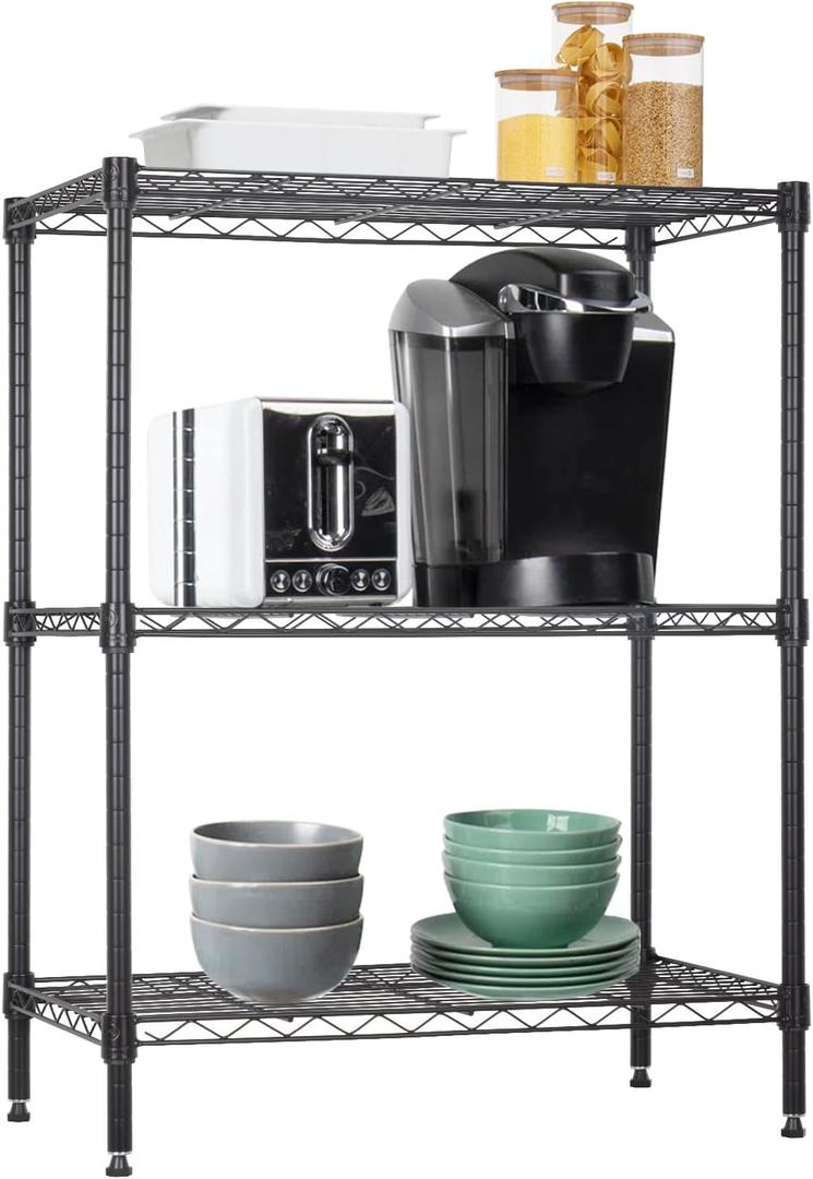 BestOffice New Wire Shelving Cart Unit 3 Shelves Shelf Rack Layer Tier