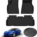 KUST Floor Mats for Tesla Model S Accessories 2012-2024 2025 (Not for Plaid/Long Range) Custom Fit Floor Liners A ll Weather Protection 1st & 2nd Row High Edge Non-Slip