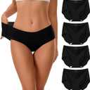 INNERSY Seamless Underwear for Women Soft No Show Invisible Hipster Panties 4-Pack Black, Large