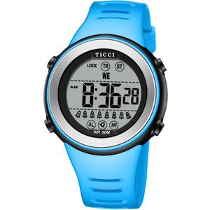 TICCI Men Women Unisex 8 Vibrating Alarms Watch Medication Aids Vibra Pill Alert Reminder Big Digits Waterproof (Blue Band)