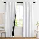 NICETOWN 100% Blackout Window Curtain Panels, Cold and Full Light Blocking Drapes with Black Liner for Nursery, 84 Inches Drop Thermal Insulated Draperies (Pure White, 2 Pieces, 52 inches Wide)
