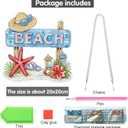 Bimkole Beach Diamond Art Hanging Kit for Adult, DIY 5D Diamond Painting Starfish Window Pendant, Acrylic Crystal Art Hanging Ornament Home Wall Garden Front Door Sign Outdoor Decor 7.8x7.8 Inch