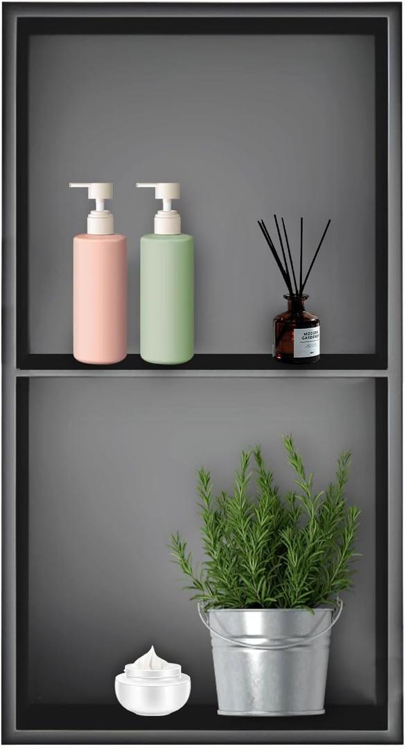 Shower Niche, Stainless Steel Elegant Bathroom Niche, No Tile Needed Recessed Shower Shelf Organizer for Storage (12*24*2-2 Inch, Grey)