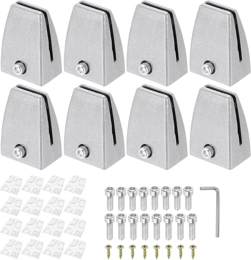 PATIKIL 1.7x1.3x2.4" Desk Divider Support Clamp, 8 Pcs Aluminum Desk Shield Clamp Desk Divider Partition Clamp Sneeze Guard Clamp Bracket for Office Home Desk Panel, Silver
