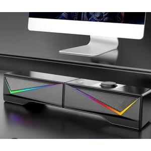 AYEDLOE Computer Speakers with 2.0 Channel Stereo, Gaming Speakers with 6 Colorful LED Modes, USB C/USB Speakers for PC, Desktop, Laptop, Cellphone, Monitor, Black,