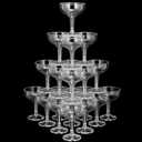 Zopeal 30 Pcs Champagne Coupe Glasses 5 oz Plastic Champagne Tower Disposable Martini Glasses Stackable Stemmed Margarita Coupe for Wedding Birthday Halloween Party Bar (White, Transparent)