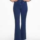 Flare Jeans for Women Trendy High Waisted Bell Bottom Jeans Stretchy Wide Leg Denim Pants with Pockets (Blue)