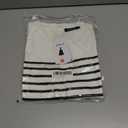 ZESICA Women's Casual Striped Tops Short Sleeve Crew Neck Ribbed Knit T Shirts Comfy Loose Basic Pullover Sweater (M)