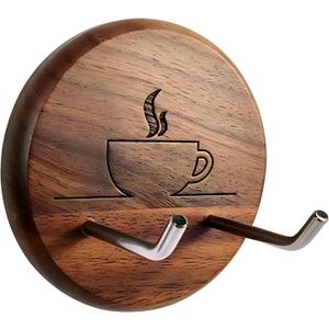 Wall Mounted Portafilter Holder Walnut Wall Rack Espresso Station Organizer Premium Espresso Machine Accessories/Secure & Easy Installation - Suits 51mm, 54mm & 58mm Portafilters