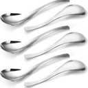 HIWARE Thick Heavy-weight Soup Spoons, High Grade Stainless Steel Soup Spoons, Set of 6 (Silver)