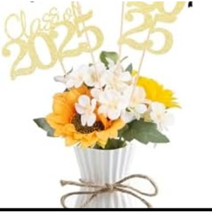 Class of 2025 Graduation Decoration Centerpieces for Tables, 2025 Graduation Table Double-Sided Toppers Party Centerpiece Sticks Party Supplies (16 PCS, Gold & Black)