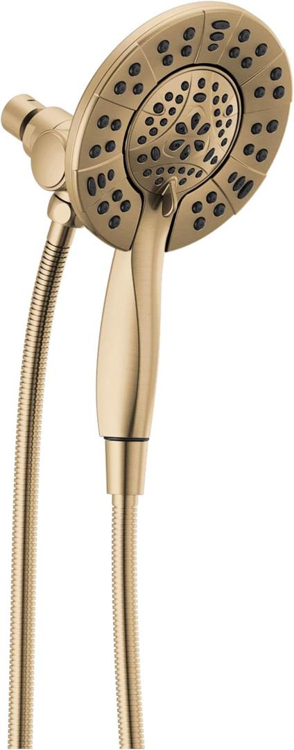 Delta 4-Setting In2ition 2-in-1 Dual Shower Head with HandHeld Spray, Brushed Gold Detachable Shower Head with Hose, Showerhead, 1.75 GPM Flow Rate, Champagne Bronze 58499-CZ