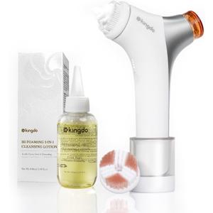 Kingdo 2-in-1 Face Scrubber & Makeup Remover Device, Smart Automatic Foaming Facial Cleansing Brush Exfoliator with Face Cleanser for Deep Cleansing & Exfoliating & Removing Makeup Skin Care