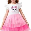 LQSZ Girls Tulle Dresses Princess Flutter Sleeve Tutu Dress for Toddler Girl 3-12 Years (4-5T)