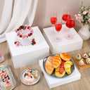 Beeveer 3 Pcs Buffet Risers Food Risers for Buffet Table White Acrylic Food Display Risers and Stand 10" 11" 12" Display Stand Box with Hollow Bottoms for Catering Dessert Collectible Party Counter