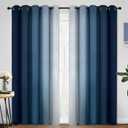 Yakamok Blue and Greyish White Ombre Curtains, Room Darkening Gradient Color Curtains for Bedroom, Light Blocking Thermal Insulated Window Drapes for Living Room(2 Panels, 70x84 Inch)