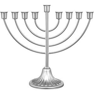 Hanukkah Candle Menorah, Traditional Classic 9 Rounded Branch Mini Menorah, 7.28x8 inch Silver Chanukah Candle Minorah Holy Land Table Centerpiece Home Decor