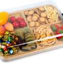 Charcuterie Board with Lid, Travel Portable Cheese Board for Snack with Black Buckle Locking,Sauce Grooves,Bamboo Cutting Boards for Kitchen,House Warming Gifts New Home -14.4x11.2 In