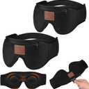 2-Pack Bluetooth Sleep Mask, Sleep Mask with Bluetooth Headphones, Eye Mask with Sleeping Headphones for Side Sleeper, Nap, ASMR, Air Travel, Meditation, Relaxation (Black)