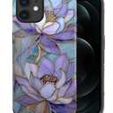 Case for iPhone 11,Shockproof Hard Shell + Soft Silicone 2 in 1 Hybrid,Shockproof Bumper Drop Protective - Abstract Lotus Flower Stained Glass