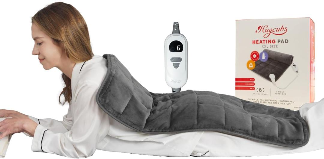 Weighted XL Heating Pad 33" x 17" for Back, Neck & Shoulder Pain Relief, Electric Heating Pad for Lower Back & Period Cramps, 6 Heat Settings, 4 Auto-Off Timers, Gifts for Women and Men