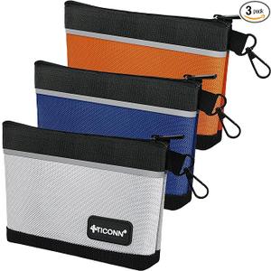 TICONN Tool Pouches with Zipper, 1680D Oxford Small Tool Bags, Waterproof Utility Bag Zipper Pouch for Tool Organizers and Storage (3 Pack Combo)
