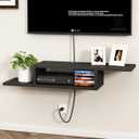 ChooChoo Floating TV Unit, Wall Mount Entertainment Center Media Console for Living Room, Bedroom, Black, 11.6"D x 47.2"W x 7.1"H